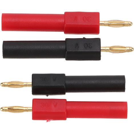 Ensemble de 5 adaptateurs de fiches bananes, laiton PA, mâle 2 mm/0,08 po vers femelle 4 mm/0,16 po, connecteur de fiche banane rouge et noir. (1/5)