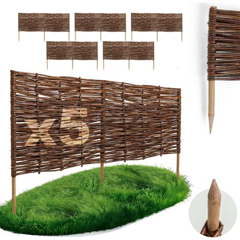 Lot de 5 Bordures Osier Bogateco Saule Naturel 120x40 cm (1/5)