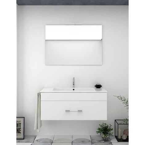 Conjunto de Baño Suspendido Florencia cajones - 8 colores distintos -14 medidas - incluye mueble, lavabo y espejo - Blanco 60 x 45 cm (1/3)
