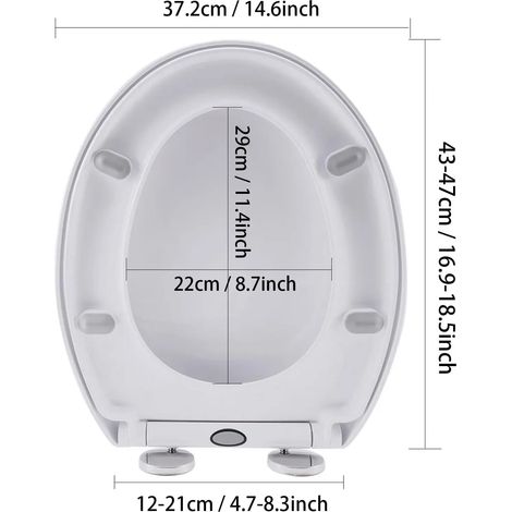 (O-Form-New) Abattant WC carré à fermeture amortie et démontage rapide, blanc antibactérien + charnières en acier inoxydable réglables à 360°, fixation simple par le haut. (1/5)
