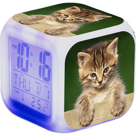 Réveil Chat pour Enfant Grand Écran Électronique Coloré Lumineux (1/5)