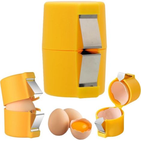 Set mit 2 Eierschalenöffnern, universeller Edelstahl-Schäler für hartgekochte und rohe Eier, abwaschbar, zum Aufschlagen und Trennen (1/4)