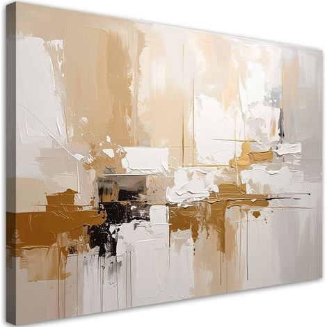 Impression sur Toile, Abstraction beige clair aux reflets délicats,30x20 (1/4)