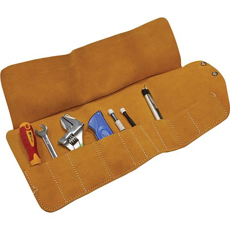 Faithfull 10-Pocket Leather Tool Roll (48 x 27 cm) – Durable Portable Storage for Tools (1/4)
