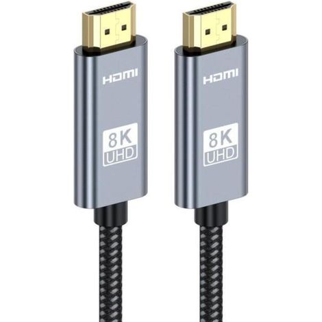 Câble HDMI 2.1 8K 60Hz / 4K 120Hz (2 m) – Transmission Ultra Haute Définition – HDR Dynamique – Pour TV, Moniteur, Console PS5/PC (1/4)