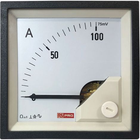 Ampèremètre analogique de panneau V c.c. RS PRO, 72mm x 72mm ( Prix pour 1 ) (1/3)