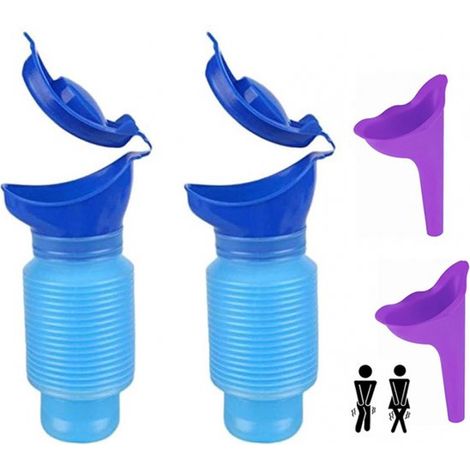ZHIJIA PREMIUM Lot de 2 toilettes d urgence unisexes wc camping voiture réutilisable entonnoir urinaire sac urine 750 ml pour usage extérieur voyage (1/5)