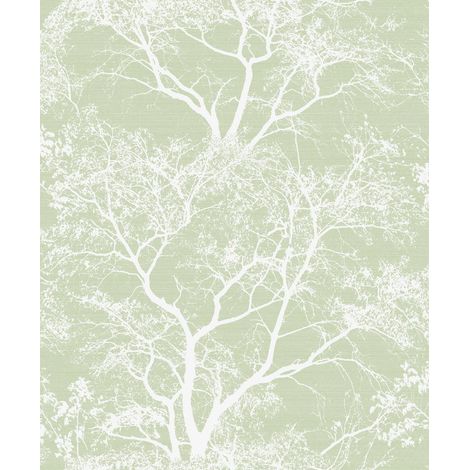 Whispering Trees Wallpaper Green White Glitter Textured Sparkle Forest Holden (1/4)