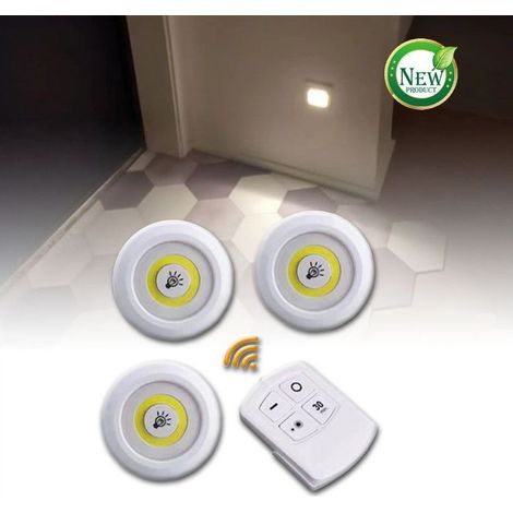 Linq - Set 3 Luci Led Cob Con Telecomando Luce Regolabile Lampada Disco Armadio Tx-9728 - (1/5)