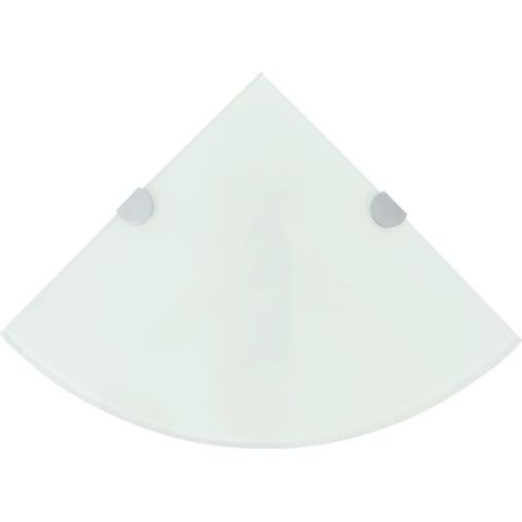 Étagères d'angle 2 pcs et supports chromés Verre Blanc 25x25 cm (1/5)