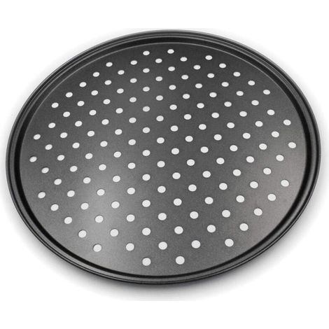 ∅ 32 cm, Plaque pizza, ronde, perforée, antiadhésive, tartes flambées, en acier