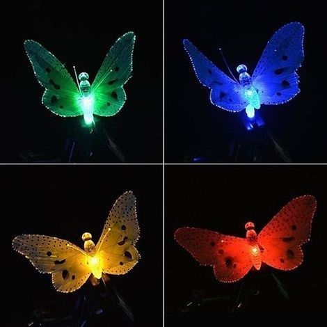 BelleRise - Guirlande solaire multicolore avec papillons - 20 LED - Étanche - Éclairage extérieur - Modes fixe et clignotant - 500 cm (1/5)