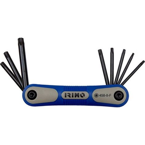 Multiherramienta de 8 llaves tipo allen Torx T9-T40 fabricadas en acero pavonado y mango de plástico