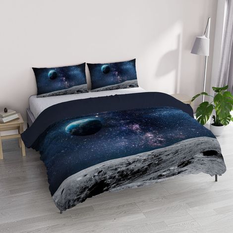 Italian Bed Linen “GOODNIGHT” Parure Copripiumino Stampa Digitale, Microfibra, Earth, Matrimoniale (1/3)