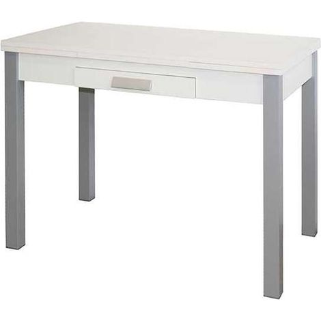 Mesa de cocina Isabella extensible acabado blanco, 100/160 x 60 x 76 cm (largo x ancho x alto) (1/3)