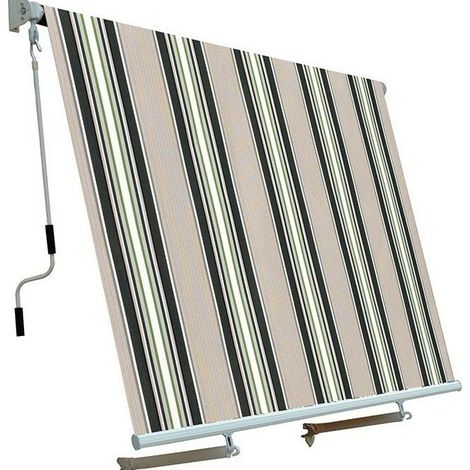 Tenda da sole a caduta con bracci tenda da balcone 3 x 2,45 metri verde rigato tenda parasole per balconi