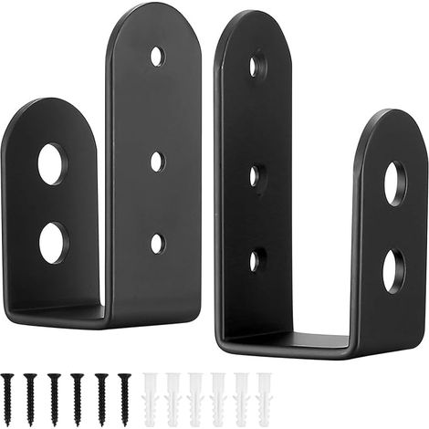 2 Pcs Fence Post Brackets U-Shape Steel Door Lock Brackets Compatible with 2x4 Boards for Barn Door Reinforcement Garage Workshop (1/5)