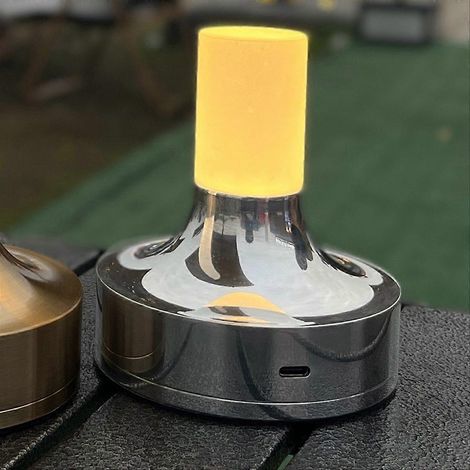 Lampe de table bougie pour chambre à coucher, rechargeable sans fil, tactile, argentée (1/5)