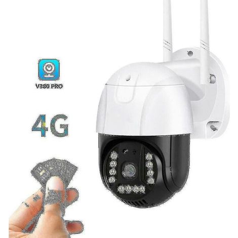 Caméra de surveillance extérieure 4G SIM – Résolution Full HD 1080P – Vision nocturne – Protection IP66 – Zoom numérique 4x (1/5)