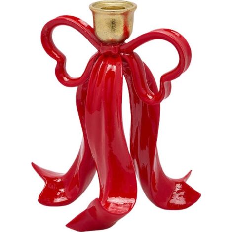 EDG Enzo De Gasperi Portacandela Fiocco di Natale H20 cm Rosso Oro – Decorazione Natalizia (1/2)