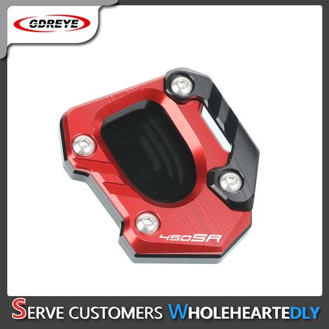 (450SR Rouge) Compatible avec les motos CFMOTO 450SR, 450NK et 450CLC : béquille latérale, support, plaque d'extension, repose-pieds et pédale Maxpower. (1/4)