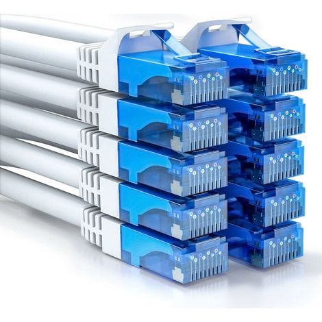 0,5m Set de Câbles Réseau CAT6 U-UTP RJ45, 10 Pièces - Blanc (1/5)