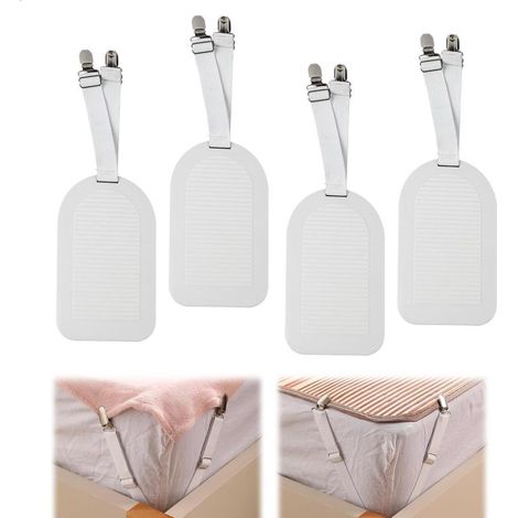 Attache Drap Housse avec Sangles et Clips pour Housses de Siège, Supports De Draps, Draps et Matelas D'été Lot de 4 (1/5)
