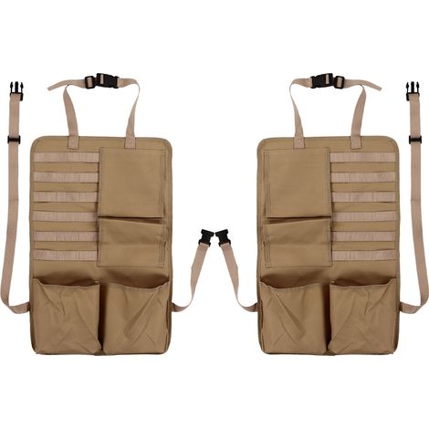 Lot de 2 organiseurs de dossier de siège auto – Sacs de rangement suspendus – Couleur kaki (1/5)