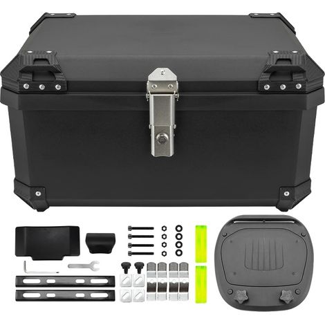 Coffre de moto, design étanche, ajustement universel, 65L Boîte Argent (1/2)