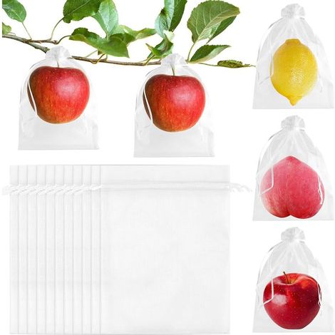 Packung mit 60 wiederverwendbaren Netzbeuteln mit Kordelzug für Obstbäume, 15,2 x 20,3 cm, weiß (1/5)
