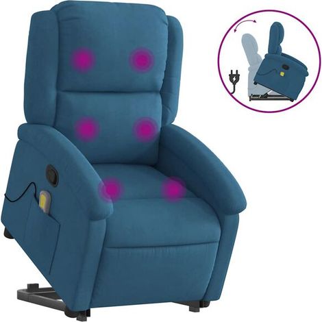 Fauteuil de massage inclinable en velours bleu (1/5)