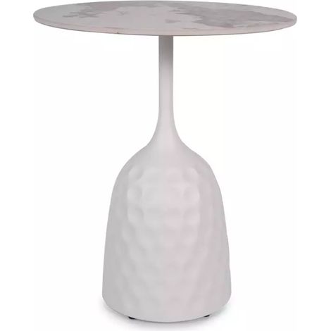 Table basse céramique design effet marbre blanc hauteur 60 cm LOSANE (1/3)