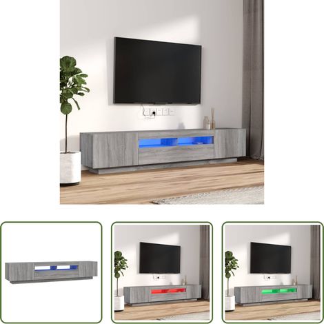 vidaXL Meuble tv led - Ensemble de meubles TV avec lumières LED 2 pcs Sonoma gris (1/5)