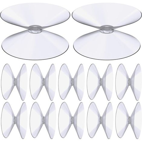 Ventouses Double Face, 12 Pièces 2 cm Ventouses Transparentes, Extra Fortes PVC Plastique Suspension Rideau Isolant Ventouse pour Miroir De Table En Verre, Miroir de fenêtre de salle (1/5)