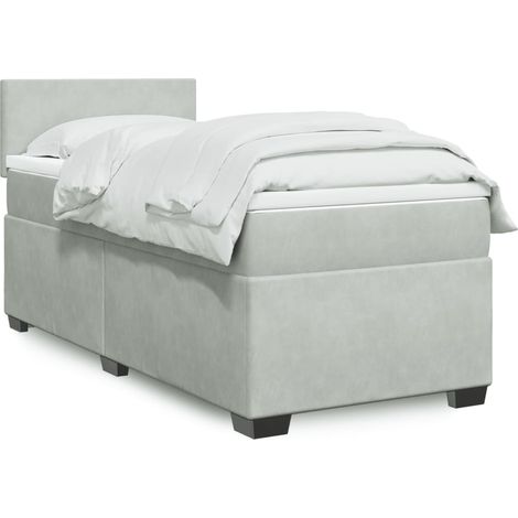 Boxspringbett mit Matratze Hellgrau 90x190 cm Samt