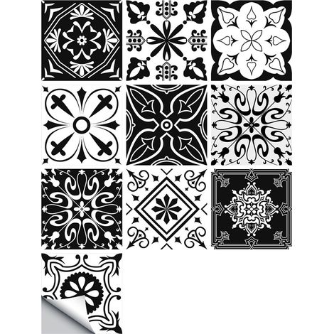 20 autocollants de carreaux noirs de style marocain (1/5)