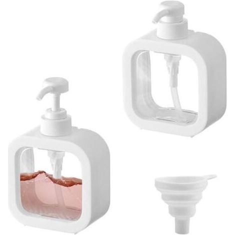 2Pcs Distributeur Savon Liquide Vaisselle Distributeur Shampoing et Gel Douche Distributeur de Savon Plastique Transparent Flacon (1/4)