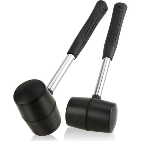 2 Marteau en Caoutchouc 590 g - Accessoires de Camping, Tente et extérieur - poignée Stable et antidérapante - Marteau de Camping, Marteau à Face Souple pour l'artisanat Bricolage