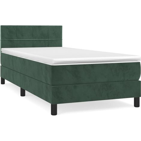 Sommier à lattes de lit avec matelas Vert foncé 90x190 (1/5)
