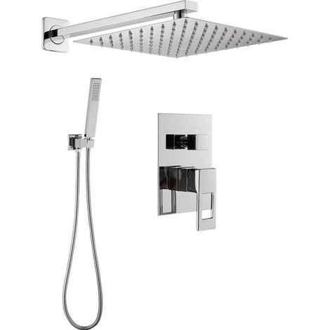 Ensemble de douche encastré mural monocommande TELMO chromé Ø 30cm