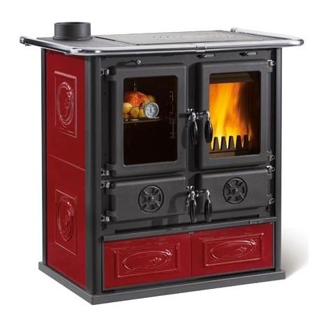Cuisinière à bois raccordable - LA NORDICA Rosetta Sinistra 5.0 Ceramica 7.9 kW  Bordeaux (1/3)