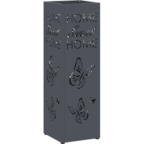 Porte-parapluie gris anthracite, 15,5 x 15,5 x 49 cm, métal. (1/5)