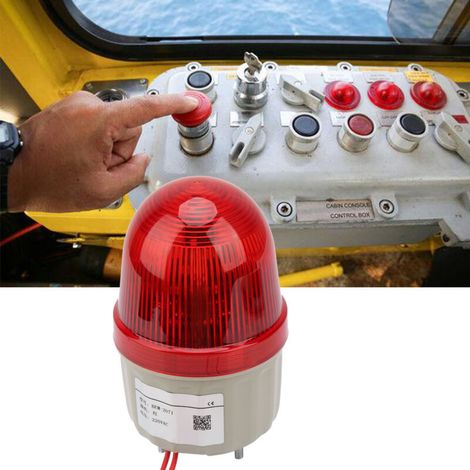 Feststehende LED-Blitzwarnleuchte 75 mm, rot, 220 V AC