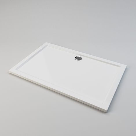 ELEGANT 1400 x 900 x 40 mm Shower Tray Slimline Square Shower Enclosure Base Gloss White with Waste Trap