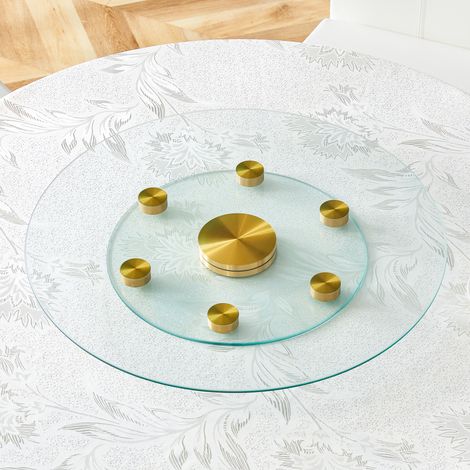 Plateau rond en verre pivotant deux niveaux 61 cm et 38 cm
