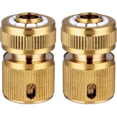 2 Pièce Raccords Rapide Tuyau d'arrosage en Laiton, Rapide Raccord Connecteurs pour Tuyau d’arrosage dans Le Jardin 1/2" Quick Connectors (1/4)