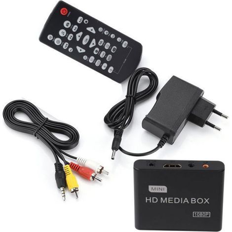 Mini lecteur multimédia Full HD 110-240 V 1080P, boîtier de lecteur multimédia compatible USB MMC RMVB MP3 AVI MK COQUE LECTEUR (1/4)