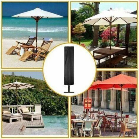Housse parasol déporté 240x57x57cm 210D Oxford anti-UV noir (1/4)