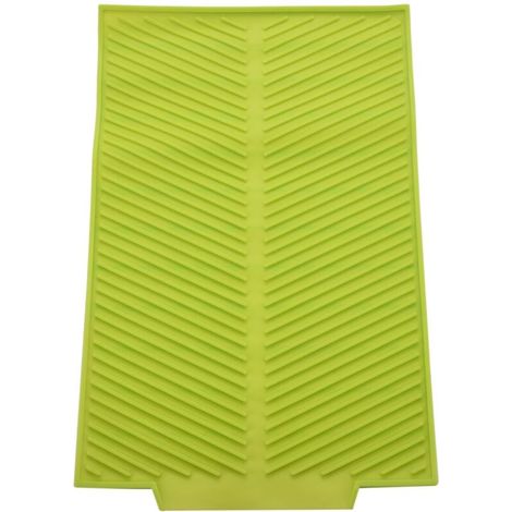 Tapis Égouttoir Silicone Pliable Antidérapant Résistant à la Chaleur Rectangle Vert (1/4)