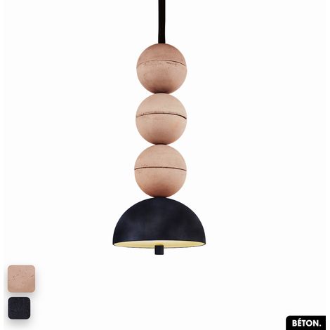 Lampe de suspension en béton velours - BOSFOR CONCRETE VELVET ROSE - ANTHRACITE 3 BALLES LED 14W (1/2)